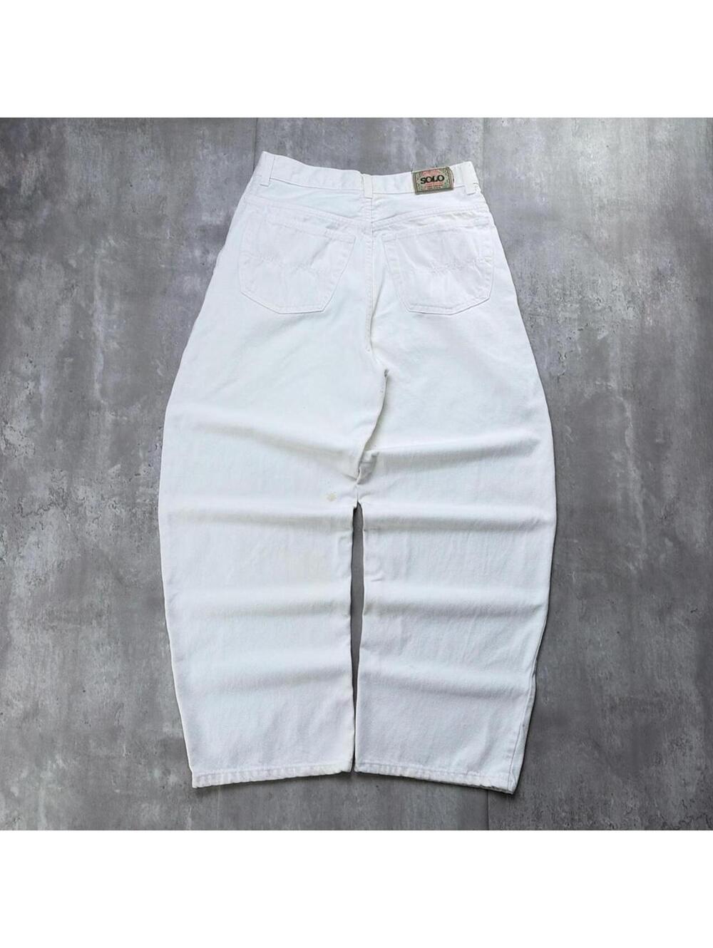 Vintage White Solo Grunge Baggy Skater Denim Jeans